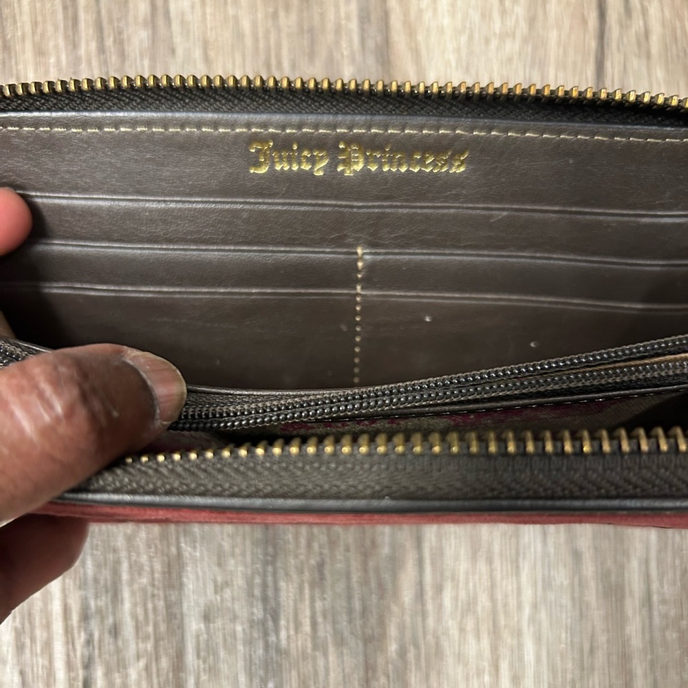 Juicy Couture Pink and Brown Zip Wallet